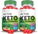 (2 Pack) Active Keto ACV חניכיים מתקדמות פורמולה 1000MG ActiveKeto Ketomies Apple Cider Vinegar פורמולה עם אבקת מיץ Pomegranate B12 טבעוני non GMO 120 חניכיים