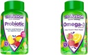 Vitafusion Probiotic Gummy Supplements, Raspberry, Peach ו-Moga Flavors & אומגה 3 חניכיים ויטמינים, ברי לימונדה פלאמור, ויטמין בריאות הלב (1) עם אומגה
