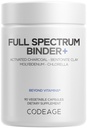 Codeage Binder + Systemic Binder תוסף - מופעל Charcoal Pills, Bentonite Clay מינרלים אבקת, Fulvic & Humic Acids, Molybdenum, פחמן טפסים - 90 קפסולות