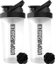 אוטופיה הביתה חלבונים Shaker - (Pack of 2) 28-Ounce Shaker בקבוקים למיקס חלבונים - Fitness Sports Classic Proteiner Shaker Bottle (Clear / Black)