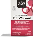 365 על ידי Whole Foods Market, Pre-Workout Energy Support with Caffeine, Single-משרתת Packets, Red Raspberry, 15 Count