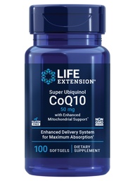 Life Extension Super Ubiquinol CoQ10 עם תמיכה משופרת של Mitochondrial, תוספי בריאות הלב, מקסימום Absorption, 50 מ"ג, non-GMO, Gluten-Free, 100 Softgels
