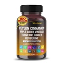 Ceylon Cinnamon Apple Cider Vinegar Turmeric ג'ינג'ר Root Berberine Gymnema חלב Thistle Licorice -150 קפסולות מיוצרות בארה"ב