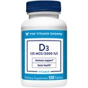 ויטמין Shoppe ויטמין D3 5000IU Softgel, תומך העצם & Immune בריאות, איידס צמיחה סלולרי ו Calcium Absorption, Gluten Free & Once Daily Formula (120 טבליות)