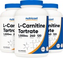 חומרים מזינים L-Carnitine Tartrate 500 מ"ג, 240 קפסולות - 1000 מ"ג פרי שירות (3 בקבוקים)