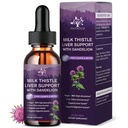 (2 Pack) חלב זהטול טיפות Silymarin 1000 מ"ג, Liver תוספת Detox & ניקויse עם Dandelion & Artichoke, Milk Thistle Organic Extract for Support Fix Liver Health, טבעוני, non-GMO, 1 Fl Oz Oz