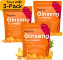 Ginseng Gummies for Adults | Korean Ginseng Supplement for Men and for Women | 240 mg Red Ginseng Gummy | Energy Gummies for Memory, and Immunity | Reduced Sugar Ginseng Chews, 45 Gummies (Pack of 3)