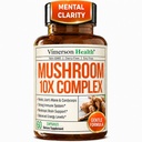 מתחם ushroom עם טורקיה Tail, Lions Mane Extract, Shiitake Mushrooms, Reishi, Cordyceps, Maitake, Chaga & More - 10in-1 Mushroom תוסף עבור בהירות נפשית, אנרגיה טבעית ו Focus