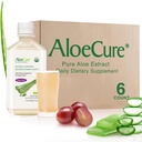 AloeCure USDA אורגני Aloe Vera Juice Grape Flavor, המיוצר בתוך 12 שעות של קציר - טהור Aloe Vera Digestive & Immune Health תוספת, עוזר לשמור על איזון בדידות Stomach, 16.7 x 6 Btlss