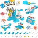 WhalesBot A1 coding צעצוע לילדים, בניית בלוק רובוט, כיף STEM צעצוע עם בקרה מגנטית ובלוקים חושיים, קידוד ללא מסך עם 3 ספרי הדרכה לילדים 3-6