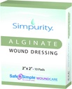 Calcium Alginate Wound Dressing 2" x 2 "-Simpurity- Individual Thick Pads Antimicrobial Alginate Dressing fiber Padding Medical Wound Care Products for Bed Sore-Leg Ulcer-Diabetic Foot