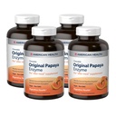 American Health Original Papaya Enzyme - 600 טבליות Chewable, Pack of 4 - The After-Meal Supplement - Non-GMO, טבעוני - 800 סה"כ