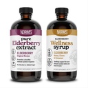 Norm's Farms Elderberry Extract & Wellness Syrup Bundle 2 PK - Immune Support Elderberry Syrup for Kids & Adults - Made in USA, Pure, Potent, Natural Ingredients, טבעוני, Gluten-Free, non-GMO - 8 Oz