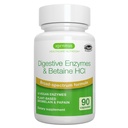 Igennus Fast Action Digestive Enzymes & Betaine HCl, 10 Broad Spectrum Enzymes with Protease, Lipase & Lactase, Papain & Bromelain, Plant-based, תווית נקייה לנשים וגברים, 90 קפסולות