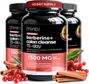 קולון ניקוי Berberine תוסף 1500 מ"ג - 3 Pack - 15 יום תוספת כוח עבור גברים ונשים w / Senna Leaf, Fast-Acting Natural Laxative for Constipation Relief, Gut Health -Made בארה"ב