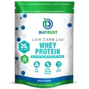 BioTrust Low Carb Lite, Low Calorie חלבון אבקת - Low Carb, Sugar Free, Low Sodium, Keto חלבון אבקה - 20g Grass-Fed Whey חלבון Isolate עם Enzymes - Unflavored, 14 משרתים