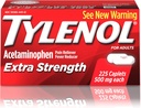 Tylenol תוספת כוח קפטונים עם 500 מ"ג Acetaminophen, כאב Reliever & Fever צמצם, עבור כאבי ראש, כאבי גב ו Menstrual כאב הקלה, 225 ct