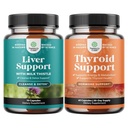 Bundle של Liver ניקוי של Detox & תיקון פורמולה ואת Herbal Thyroid תומך המורכבות - עם חלב זהה דנדלון שורש Turmeric ו Artichoke - Mood Enhancer Energy Supplement for Thyroid Health