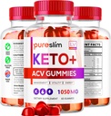 3 Pack - PureSlim KetoACV Gummies 1050, תוספת מתקדמת פורמולה, 180 מסטיק במשך 3 חודשים
