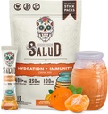 Salud 2-in-1 hydrotion Packets + Immunity Electrolytes אבקת, מנדרינה - Agua Fresca Drink, Elderberry, חלב וסוי חינם, non-GMO, Gluten Free, טבעוני, Low Calorie, 1g Sugar (15 משרתים)