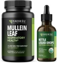 HAVASU NUTRITION מולליין קפסולות עלות + Nettle נוזל טיפות נשימה בריאות Bundle