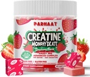 Creatine Monohydrate Chews מורכב 6400 מ"ג עבור גברים ונשים - מתקדם פורמולה W / L-Taurine + ויטמין B12, סוכר חינם צ'ואלה, 60 Strawberry Softchews
