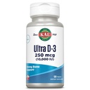 KAL Ultra ויטמין D3 10000 IU 250 mcg, High Potency ויטמין D Tablets, Calcium Absorption, Bone Health and Immune Support Supplement, Rapid Disintegration D-3 Activbs, 120 משרתים, 120 טבליות, 120 טבליות