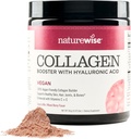 NatureWise Vegan Collagen אבקת - Booster Formula for Healthy Hair, Skin, & Nails with Hyaluronic Acid, ויטמין C ו- E, חלבונים - ברי פלפור - חלב ללא חלב, ללא GMO - 15 מנות