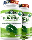 PURA VIDA MORAA קפסולות יחיד מקור אורגני אבקת Moringa. Moringa Leaf. Energy, Metabolism, & Immune Support. 120ct. 500mg Caps.
