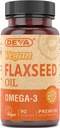 Deva טבעוני אומגה 3 Flaxseed שמן תוספת - 1000 MG Per המשרת - Cold-Pressed & Unrefined - שמן דגים אלטרנטיבי - עם אומגה 3 ALA - 90 קפסולות, 1-Pack