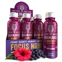 BrainJuice Brain and Immune Support Shot, Gluten Free Supplement Shots for Energy, Focus, Immunity with ויטמין D, C B, Alpha GPC & אורגני ג'ינג 'שורש, Huckleberry Hibiscus, 2.5 fl oz, 12 Pack Pack