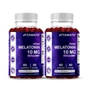 Vitamatic Melatonin 10 מ"ג Vegetarian Gummies - Non-Habit Forming - 60 חניכיים לבקבוק - 2Pack (כולל 120 חניכיים טבעוניות)