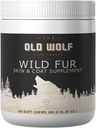 Wild Fur Skin ו-Kick תוסף לכלבים: for Itchy Skin, Hot Spots Treatment & Seasonal Allergies, צמצם Shedding, שיפור ה-Taws Shine - 60 צ'יפס
