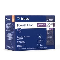 Trace מינרלים Power Pak Multivitamin ו- Multimineral Packets - תמיכה אלקטרוליטית - 1200 מ"ג ויטמין C Plus 70 Acai ברי פלפור - 30 Packets