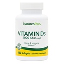 Natures Plus ויטמין D3 (Cholecalciferol) - 1000 iu, 180 Softgels - תמיכה תזונתית עבור תמיכה במערכת עצמות בריאים ו- Immune System Support - Bioavailable Active Form - Gluten-Free - 180 משרתים