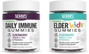 Norm's Farms Daily Immune and ElderKids Elderberry Gummies - ויטמין C, Zinc & Probiotics - טבעוני, עשיר חינם, כשר, non-GMO - 120 חניכיים