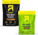 Ascent Whey + צמחי אבקת חלבון - שוקולד Peanut Butter 2 lb & שוקולד 18 לשרת