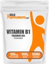 BulkSupplements Thiamine HCl אבקת - Thiamine hydrochloride, B1 ויטמינים, Thiamine B1 תוסף, Thiamine 100 מ"ג - Gluten Free, 100 מ"ג לשרת, 500g (1.1 lbs) (Pack of 1)
