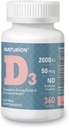 ויטמין D3 2000iu (50 mcg) 1 שנים אספקה עבור תמיכה בחיסון, תפקוד שרירים בריא, בריאות העצם - non-GMO, Gluten חינם, עם ויטמין B2 - (מיני Tablet), 360 Count