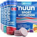 Nuun Sport Electrolyte Tablet עם Magnesium, Calcium, Potassium, Chloride & Sodium, Gluten Free & טבעוני, מעורב פלברס, 4 Pack (40 משרתים Total)