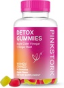 Pink Stork Detox Gummies, Apple Cider Vinegar Gummies עם ג'ינג'ר כדי לעזור תמיכה Bloating, Gut Health and Digestion, Chewable ACV Gummies - 44 Count, 1 Pack, 0.3 פאונד