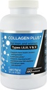 Multi Collagen Pills Plus + 180 קפסולות (Types I, II, III, V & X) + Absorption Enhancer (3 חודשים) - Non-GMO, Collagen תוספים לתמיכה שיער, עור, ריחות, מפרקים, ו- Gut Health Health