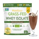 MaryGold Grass-fed Whey Protein Isolate אבקה - שוקולד עשיר מאלט פלבדור - 1 Lb | 100% טהור, קר-Processed, Micro-Firmed, Undenatured, non-GMO, rBGH חינם, Soy Free, Gluten Free, Lactose Free, Lactose Free