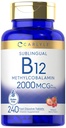 קרלייל B12 ויטמין 2000 mcg | 240 טבליות לדיסקלוט מהיר | Sublingual Methylcobalamin | ברי פלאפור | Vegetarian, non-GMO & Gluten Free