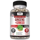 Kaya Naturals Red Panax גיינסנג + גינקו בילובה - תוסף המוח nootropic - תמיכה קוגניטיבית וריכוזית - Brain Booster, Focus, ו- Memory Supplement - 180 קפסולות