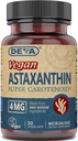Deva Nutrition ויטמינים Astaxanthin 4mg, טבעוני, עשוי Haematococcus Pluvialis Microalgae, 30 קפסולות, 1-Pack