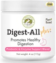 Wholistic Pet Organics Probiotics for Dogs with Digestive Enzymes & Prebiotic סיבים - 4 Oz - Daily Cat & Dog Probiotics for Healthive Health, Antiarrhea & Gut Support - Natural אבקה טבעית תוספת