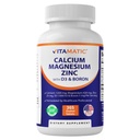 Vitamatic Calcium Magnesium Zinc D3 Boron | 365 Coated Tablets Supplement | Calcium 1200 מ"ג, Magnesium 420 מ"ג, Zinc 25 מ"ג, ויטמין D3 1000 IU, Boron 1 מ"ג | Non-GMO | Gluten Free | Made in USA