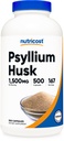 חומרים מזינים Psyllium Husk 1500 מ"ג עבור משרת, 500 קפסולות - non-GMO & Gluten חינם