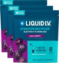 נוזל I.V. hydrotion Multiplier - Acai Brad | Electrolyte אבקת משקה לערבב | 3 Pack (48 משרתים)
